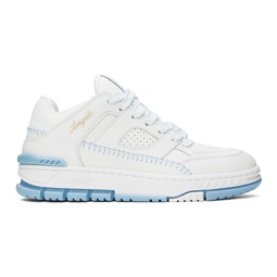 White & Blue Area Lo Stitch Sneakers 241307M237116