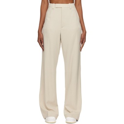 Beige Arch Slit Trousers 222307F087003