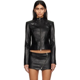 Black Ubala Faux-Leather Jacket 241188F063014