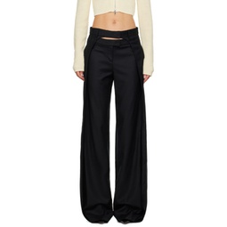 Black Pleated Trousers 232188F087021
