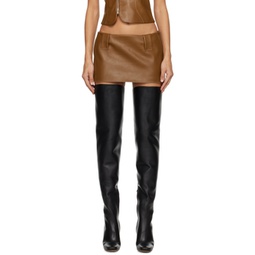 Tan Egas Faux-Leather Miniskirt 241188F090004