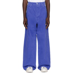 Blue Wide Leg 5 Pocket Jeans 241198M186002