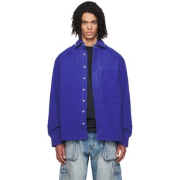 Blue Oversized Long Sleeve Shirt 241198M192008