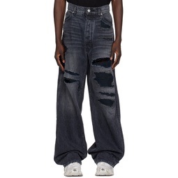 Black Wide Leg 5 Pocket Jeans 241198M186005