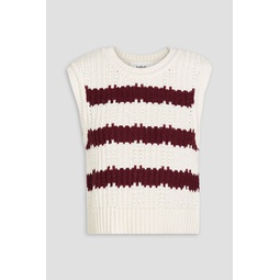 Striped cotton, wool and cashmere-blend vest