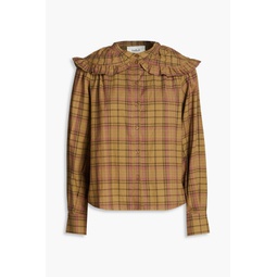 Fergus ruffled checked cotton-flannel shirt