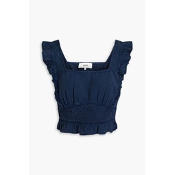 Cropped ruffled cotton top