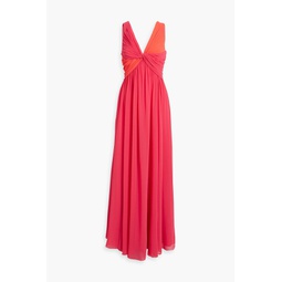 Twisted two-tone chiffon gown