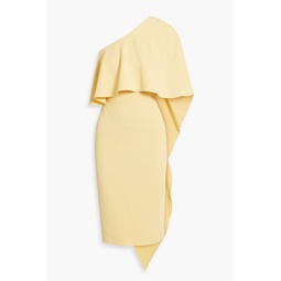 One-shoulder layered crepe dress