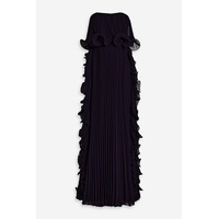 Strapless ruffled pleated chiffon gown
