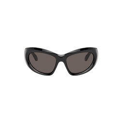 Black Wrap D Frame Sunglasses 241342M134035