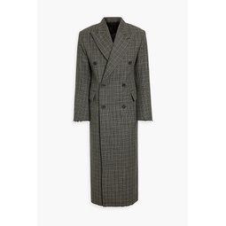 Double-breasted checked wool-tweed coat