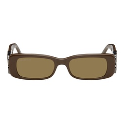 Brown Dynasty Rectangle Sunglasses 241342F005033
