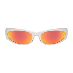 Silver Wraparound Sunglasses 241342M134072