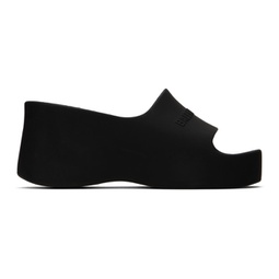 Black Chunky Wedge Sandals 231342F124012