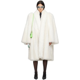 White A-Line Faux-Fur Coat 222342F059006