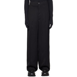 Black Pleated Trousers 222342M191024