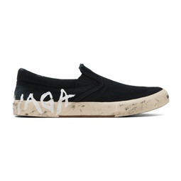 Black Paris Graffiti Slip-On Sneakers 231342M237005
