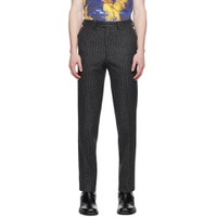 Gray Striped Trousers 232938M191011
