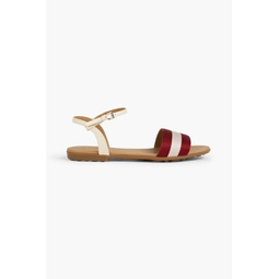 Striped canvas and patent-leather sandals