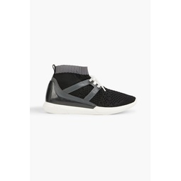 Aveline leather-trimmed stretch-knit high-top sneakers
