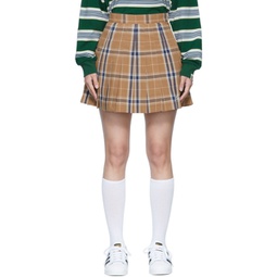 Brown Polyester Mini Skirt 222546F090001