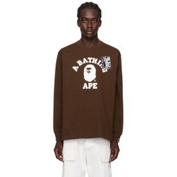 Brown Mad Face College Long Sleeve T-Shirt 232546M213010