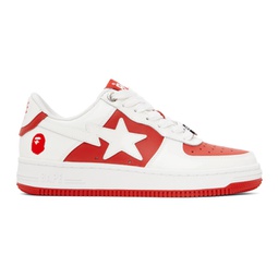 White & Red STA #6 Sneakers 241546M237002