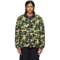 Green ABC Camo Reversible Down Jacket 232546M178014