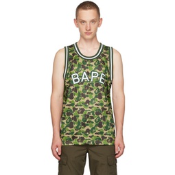 Green ABC Camo Tank Top 232546M214000