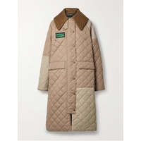 BARBOUR + GANNI Burghley hooded cotton corduroy-trimmed recycled-shell jacket