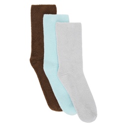 SSENSE Exclusive Three Pack Multicolor Buckle Overankle Socks 241922F076002