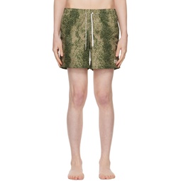 Green Printed Swim Shorts 231059M208027