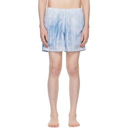 Blue Striped Swim Shorts 231059M208023