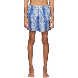 Blue Printed Swim Shorts 231059M208026