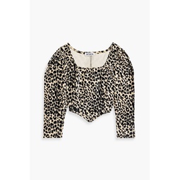 Dirndl cropped leopard-print cotton-velvet top