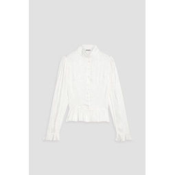 Grace cotton-jacquard peplum blouse
