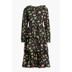 Welsh tiered floral-print cotton-poplin dress