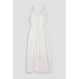 Broderie anglaise cotton-paneled cotton-poplin midi dress