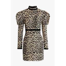Tate leopard-print cotton-velvet mini dress