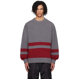 Gray Horizontal Stripe Sweater 232398M201003