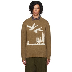 Brown Intarsia Sweater 232398M201000