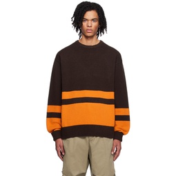 Brown Horizontal Stripe Sweater 232398M201002