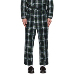 Navy   Green Check Trousers 232398M191014