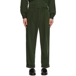 Green Pleated Trousers 232398M191012