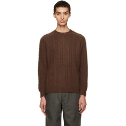 Brown Cable Sweater 222398M201003