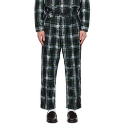 Navy & Green Check Trousers 232398M191014
