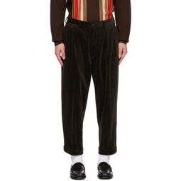 Brown Pleated Trousers 232398M191003