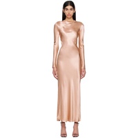 Gold Ren Long Sleeve Maxi Dress 231880F055027