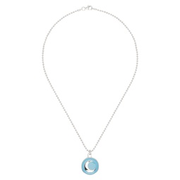 SSENSE Exclusive Silver   Blue Moon Necklace 222185F023003